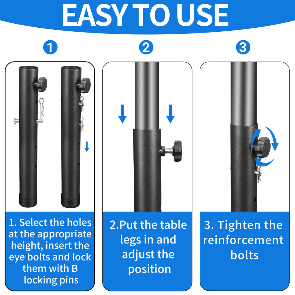 VinBee Folding Table Leg Extenders,Folding Table Risers,4-Levels Height Adjustable Risers for DIY & Back Pain Relief for Office,Dining,Standing Desk 4 Pack (17.3 inch)