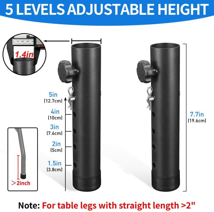 VinBee Folding Table Risers,Folding Table Leg Extenders,5-Levels Height Adjustable Risers for DIY & Back Pain Relief for Office,Dining,Standing Desk 4 Pack(5 Level 7.7 inch)
