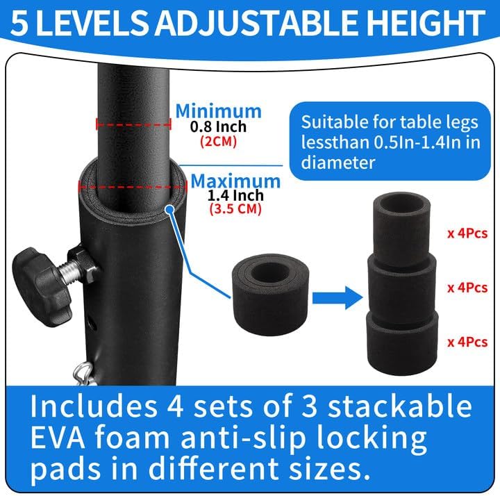 VinBee Folding Table Risers,Folding Table Leg Extenders,5-Levels Height Adjustable Risers for DIY & Back Pain Relief for Office,Dining,Standing Desk 4 Pack(5 Level 7.7 inch)