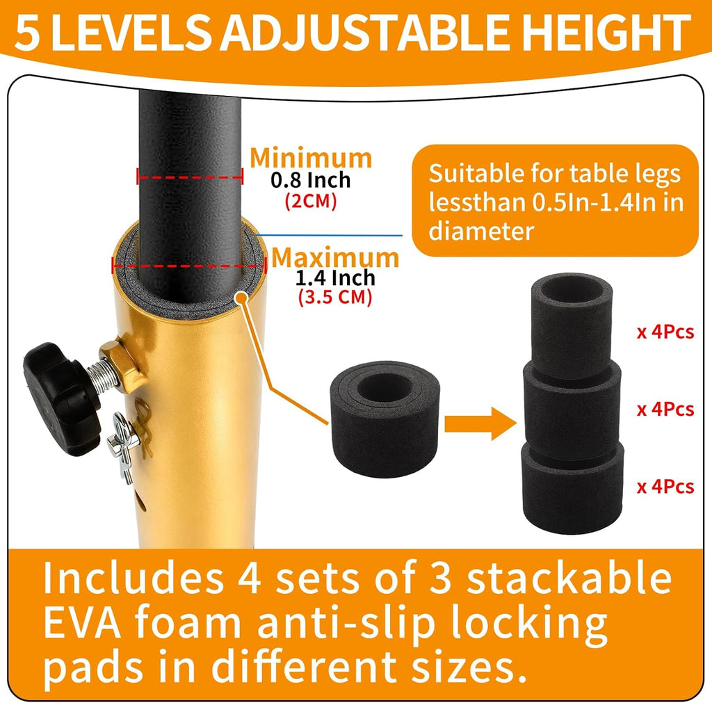 VinBee 4 Pack Adjustable Table Leg Extenders with Wheels（Brown）