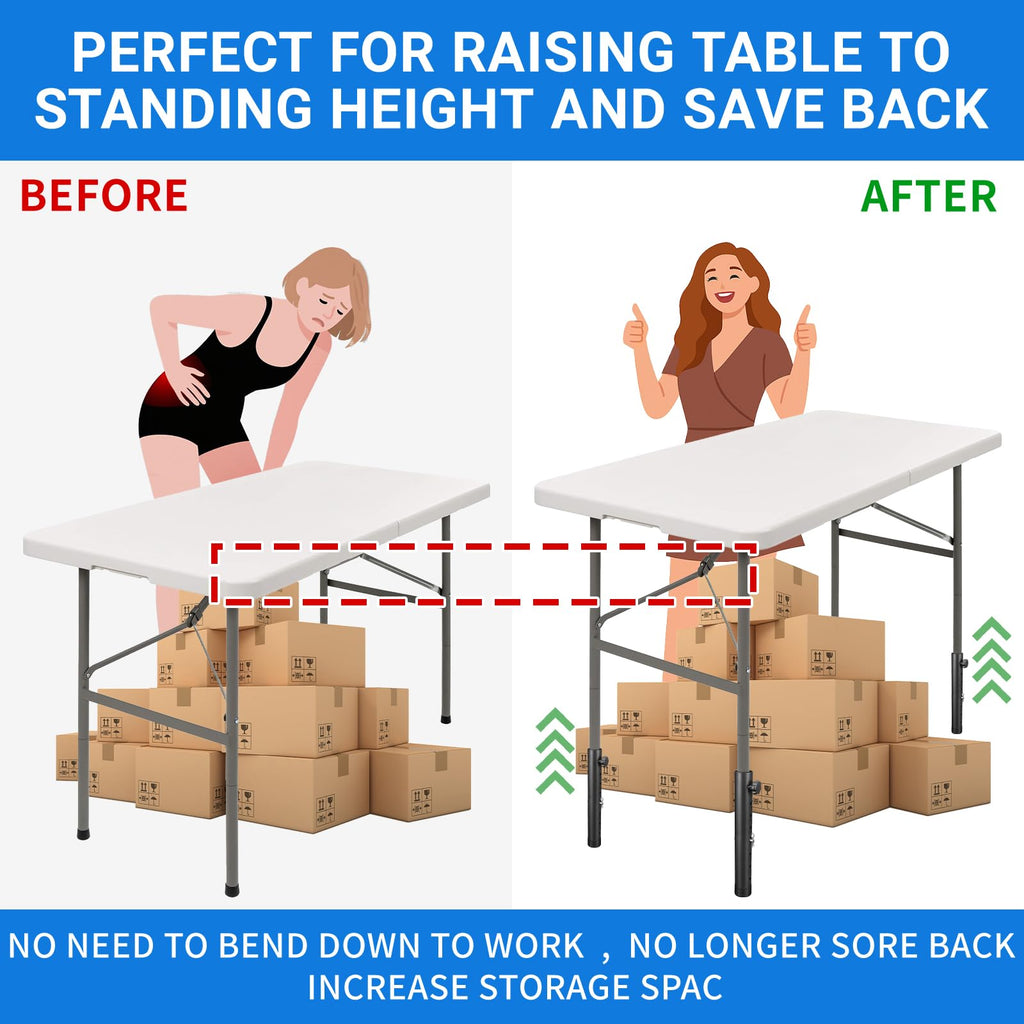 VinBee Folding Table Leg Extenders,Folding Table Risers,7-Levels Height Adjustable Risers for DIY & Back Pain Relief for Office,Dining,Standing Desk 4Pack(7 Level 17.3 inch)