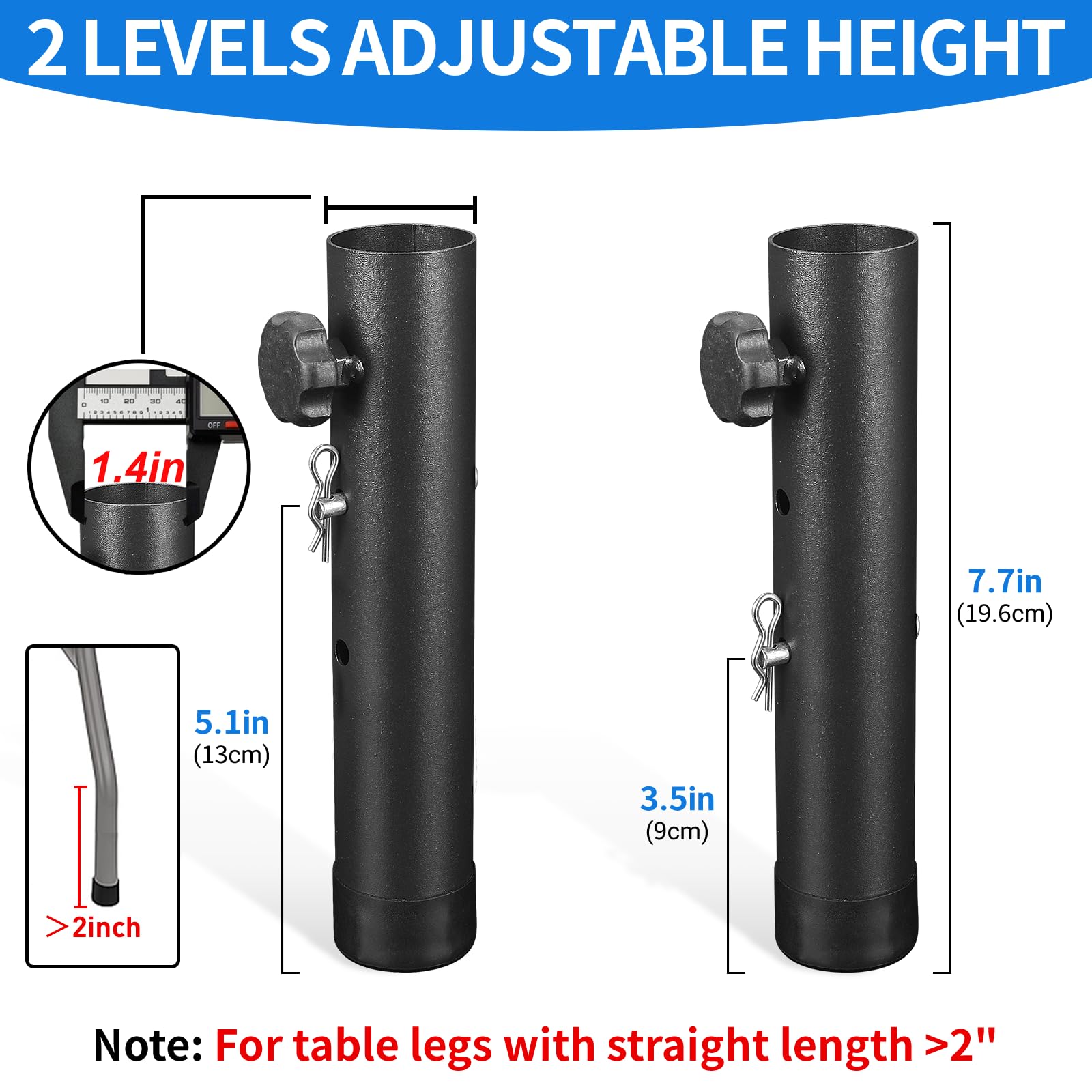 VinBee Folding Table Risers,Folding Table Leg Extenders,2-Levels Height Adjustable Risers for DIY & Back Pain Relief for Office,Dining,Standing Desk 4 Pack (7.7 inch)-Legs for Furniture