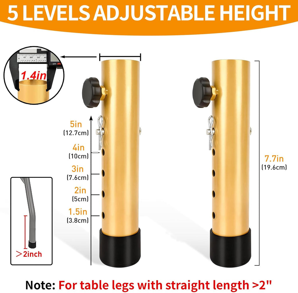 VinBee 4 Pack Adjustable Table Leg Extenders with Wheels（Brown）