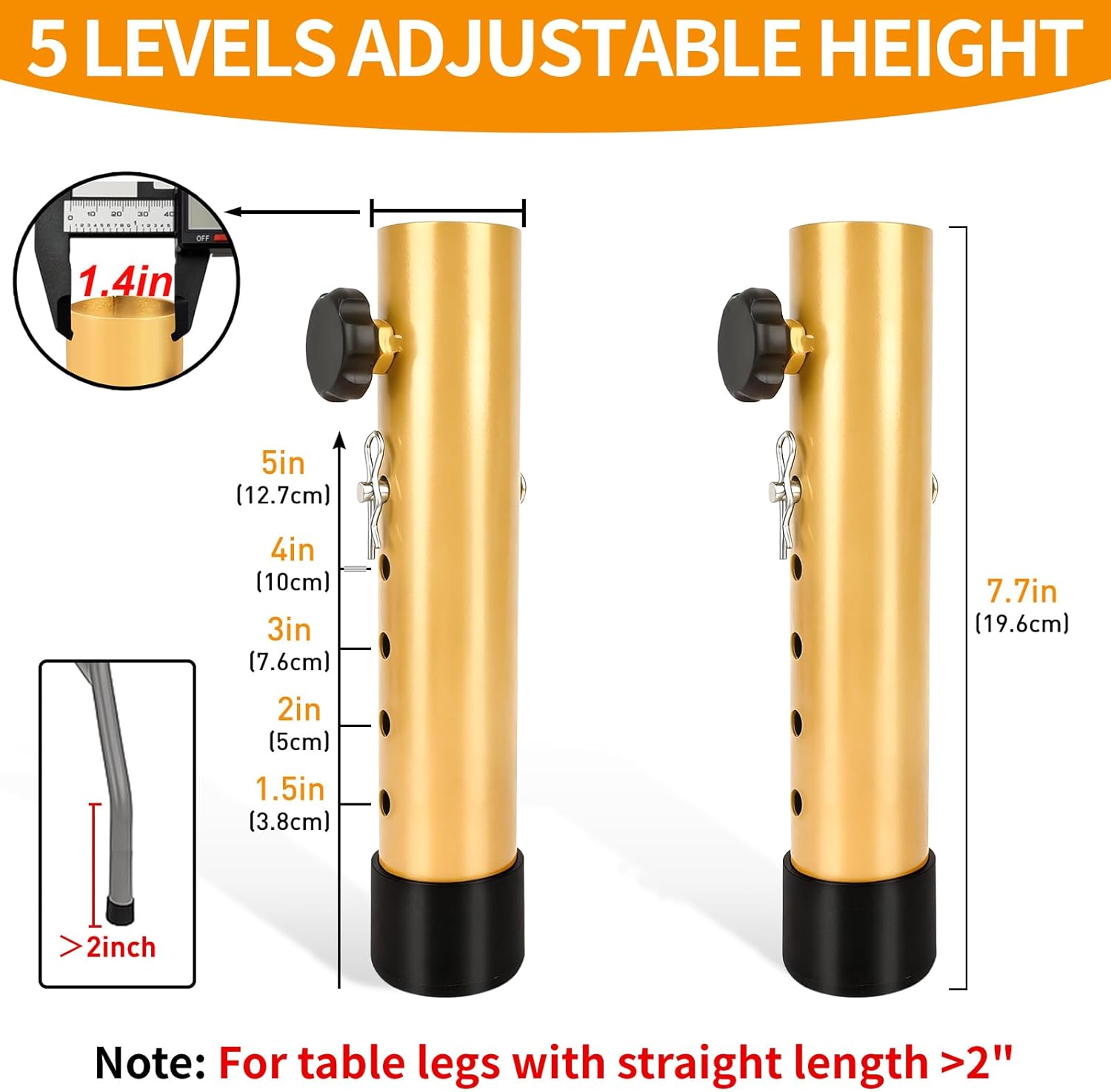 VinBee 4 Pack Adjustable Table Leg Extenders with Wheels（Brown）