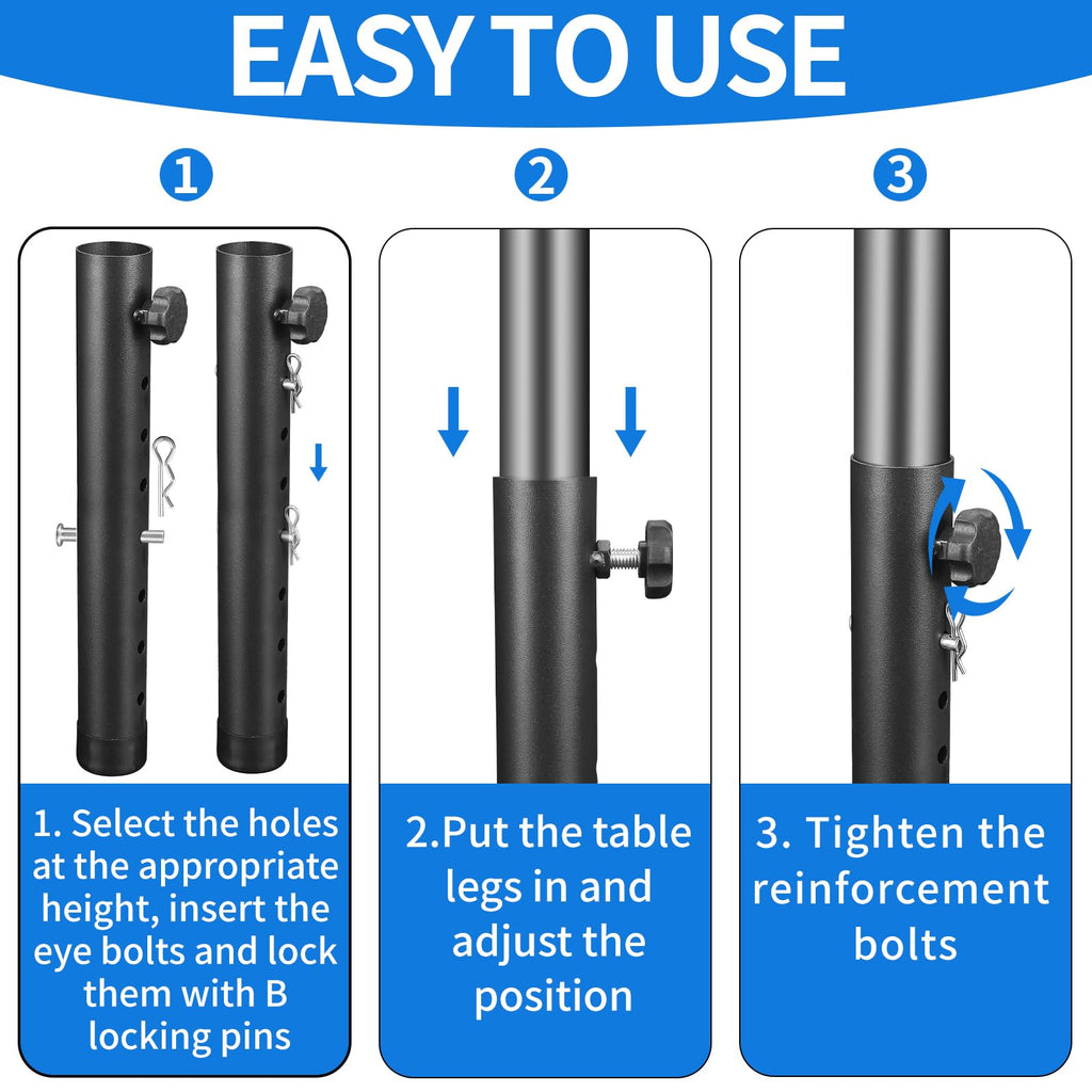 VinBee Folding Table Leg Extenders,Folding Table Risers,7-Levels Height Adjustable Risers for DIY & Back Pain Relief for Office,Dining,Standing Desk 4Pack(7 Level 17.3 inch)