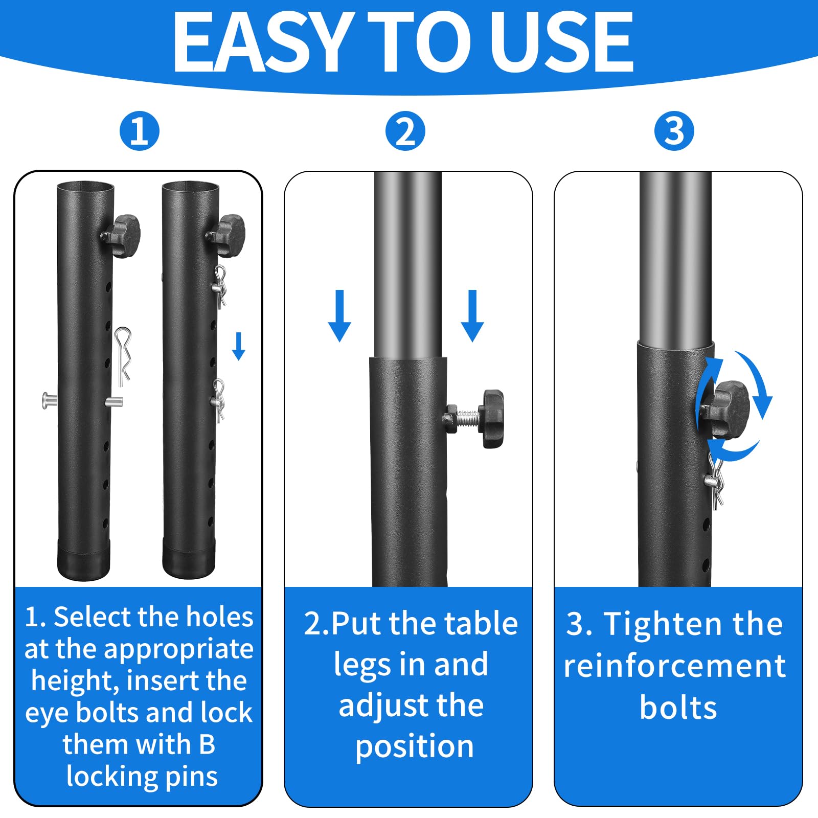 VinBee Folding Table Leg Extenders,Folding Table Risers,7-Levels Height Adjustable Risers for DIY & Back Pain Relief for Office,Dining,Standing Desk 4Pack(7 Level 17.3 inch)