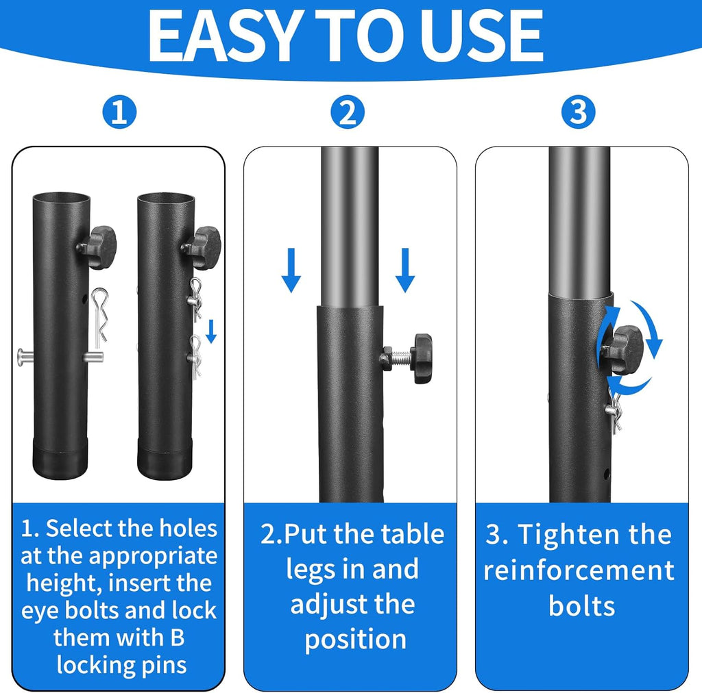 VinBee Folding Table Risers,Folding Table Leg Extenders,2-Levels Height Adjustable Risers for DIY & Back Pain Relief for Office,Dining,Standing Desk 4 Pack (7.7 inch)-Legs for Furniture