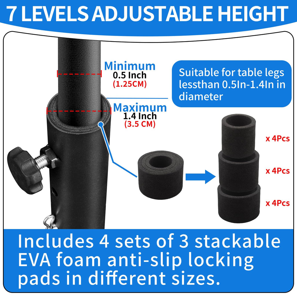 VinBee Folding Table Leg Extenders,Folding Table Risers,7-Levels Height Adjustable Risers for DIY & Back Pain Relief for Office,Dining,Standing Desk 4Pack(7 Level 17.3 inch)