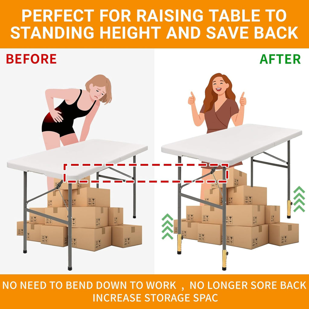 VinBee 4 Pack Adjustable Table Leg Extenders with Wheels（Brown）