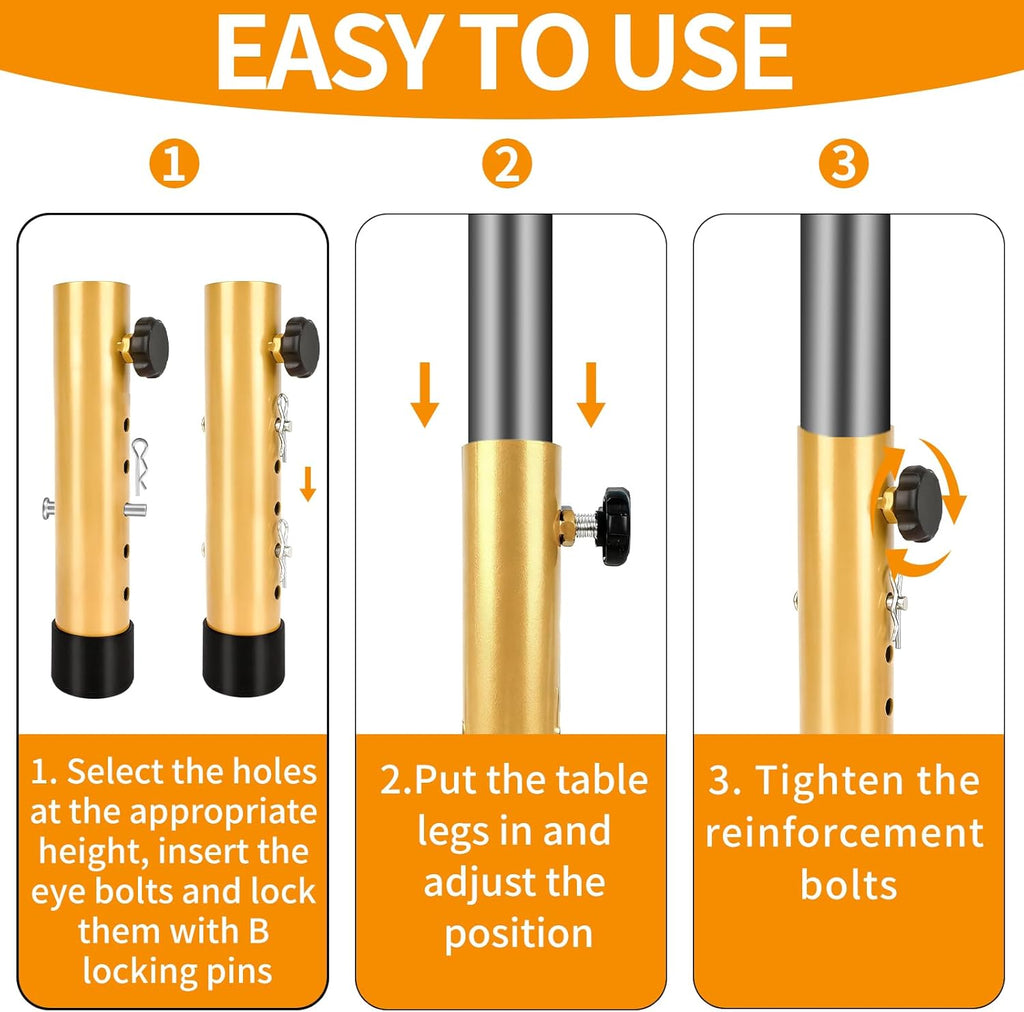 VinBee 4 Pack Adjustable Table Leg Extenders with Wheels（Brown）