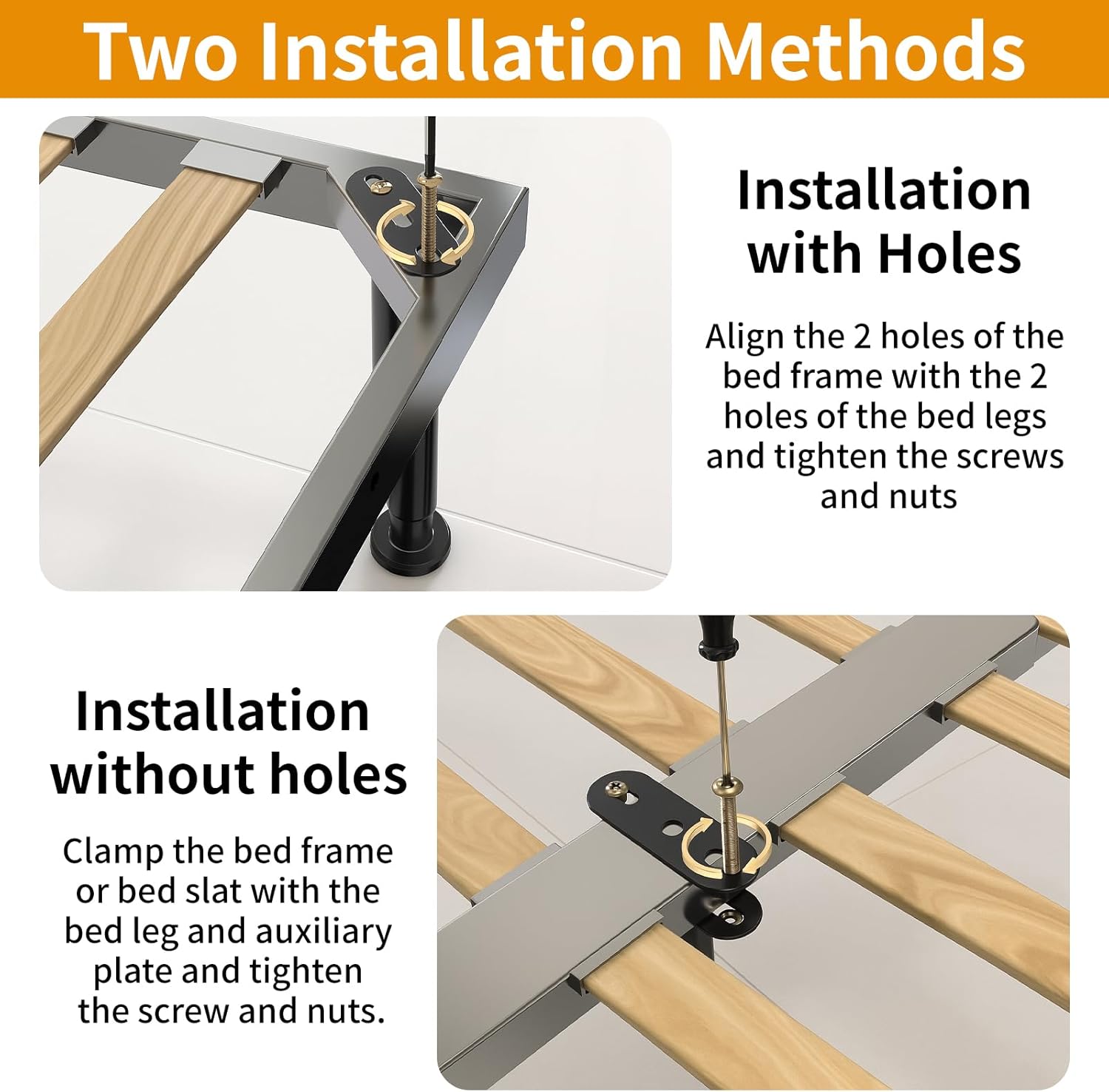 VinBee Adjustable Bed Legs 7.08–13 inch,Adjustable Bed Support Legs Heavy Duty,Bed Frame Support Leg Replacement for Furniture & Platform Slat Supports