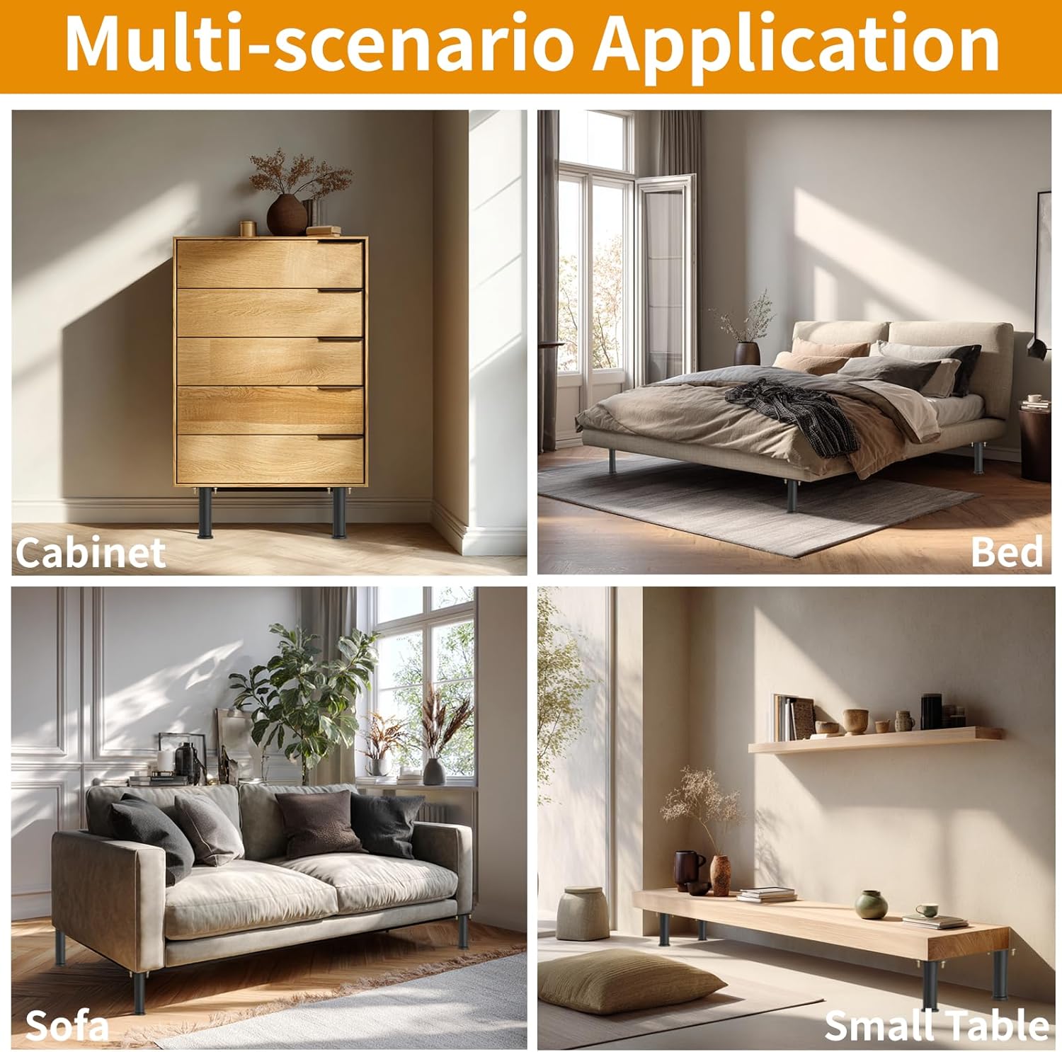 VinBee Adjustable Bed Legs 7.08–13 inch,Adjustable Bed Support Legs Heavy Duty,Bed Frame Support Leg Replacement for Furniture & Platform Slat Supports