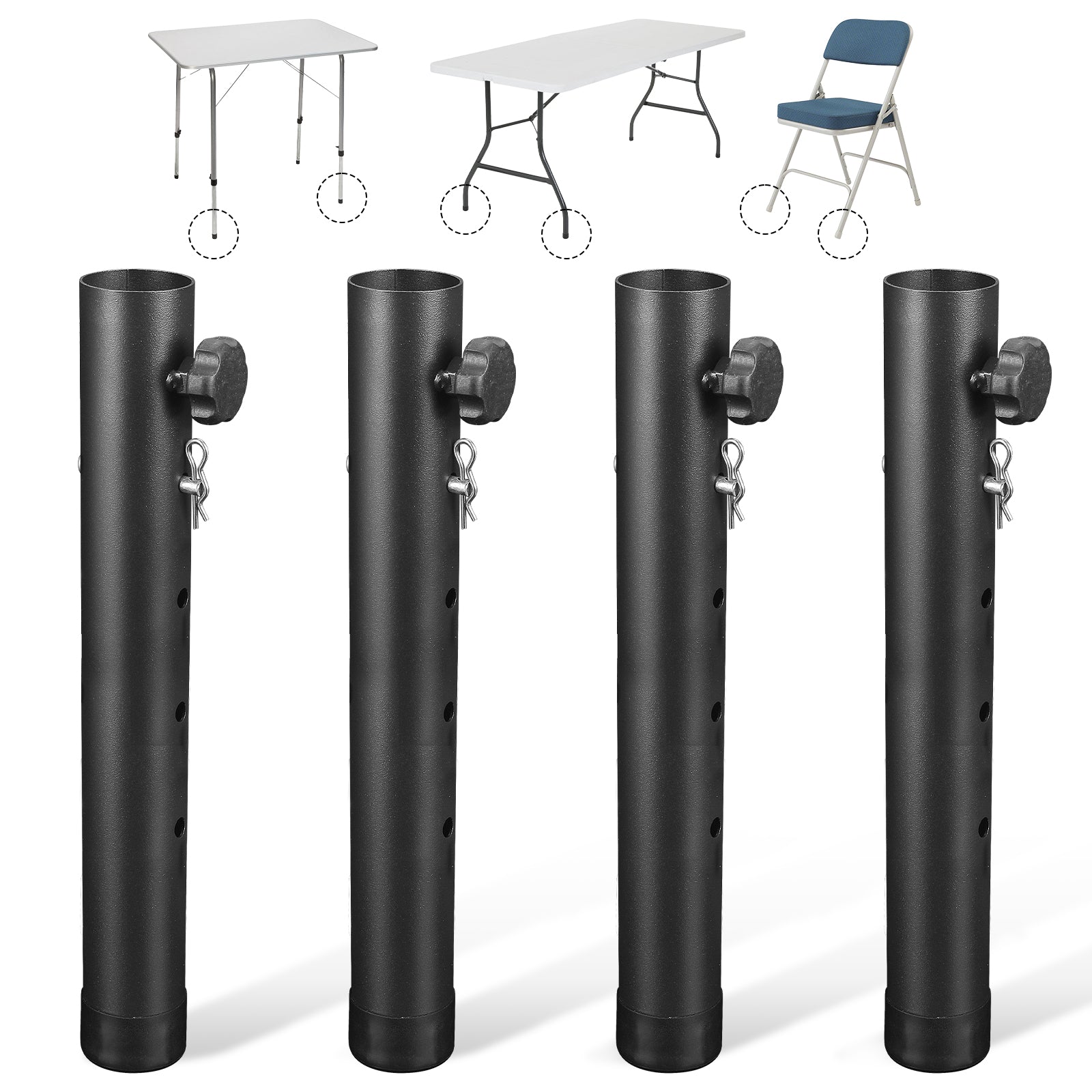 VinBee Folding Table Leg Extenders,Folding Table Risers,4-Levels Height Adjustable Risers for DIY & Back Pain Relief for Office,Dining,Standing Desk 4 Pack (17.3 inch)